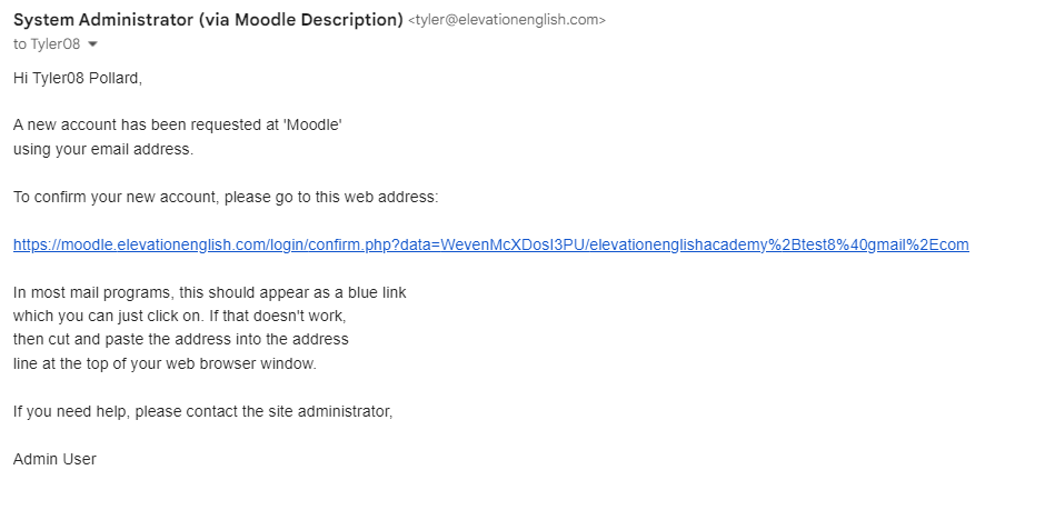 Email from Admin Email from Admin