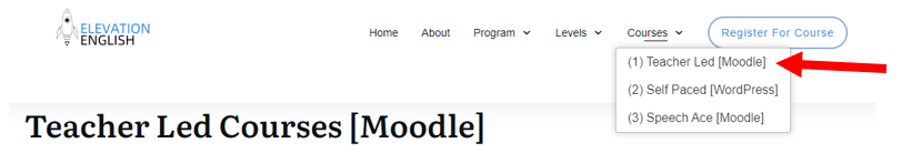 Teacher Led Dropdown menu item for Teacher Led