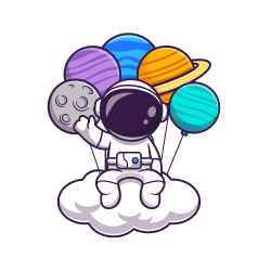 astronaut with planet balloons astronaut with planet balloons