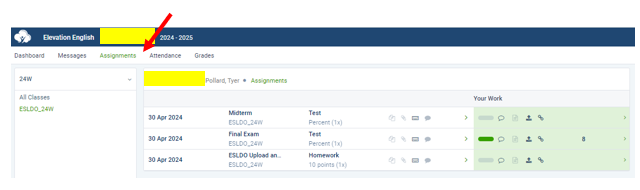 File upload button for assignments