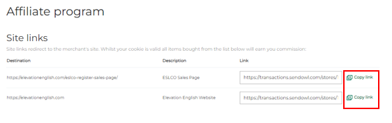 List of Affiliate Links