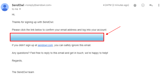 Confirmation email from SendOwl