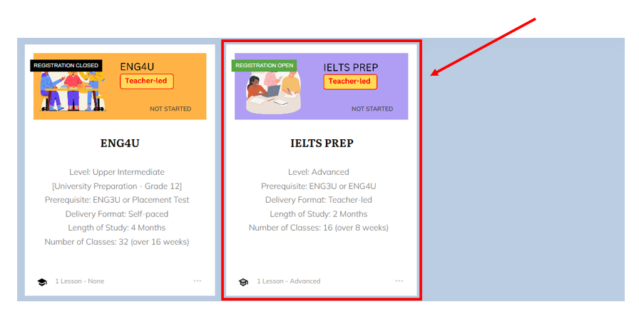 IETLS PREP_How to Access How to access IELTS PREP by selecting the course cover label