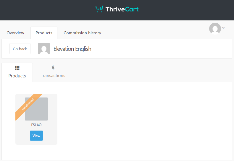 ThriveCart Affiliate Dashboard Products